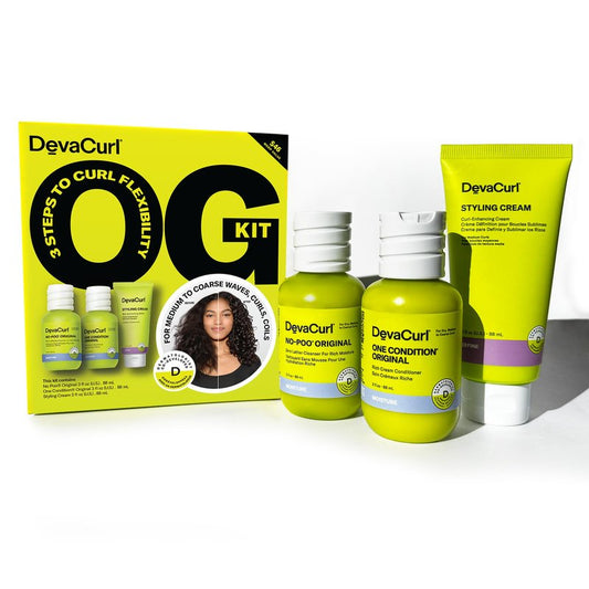 DevaCurl OG Kit | Original Curl Routine | No Poo Original | One Condition Original | Styling Cream | Travel Sizes