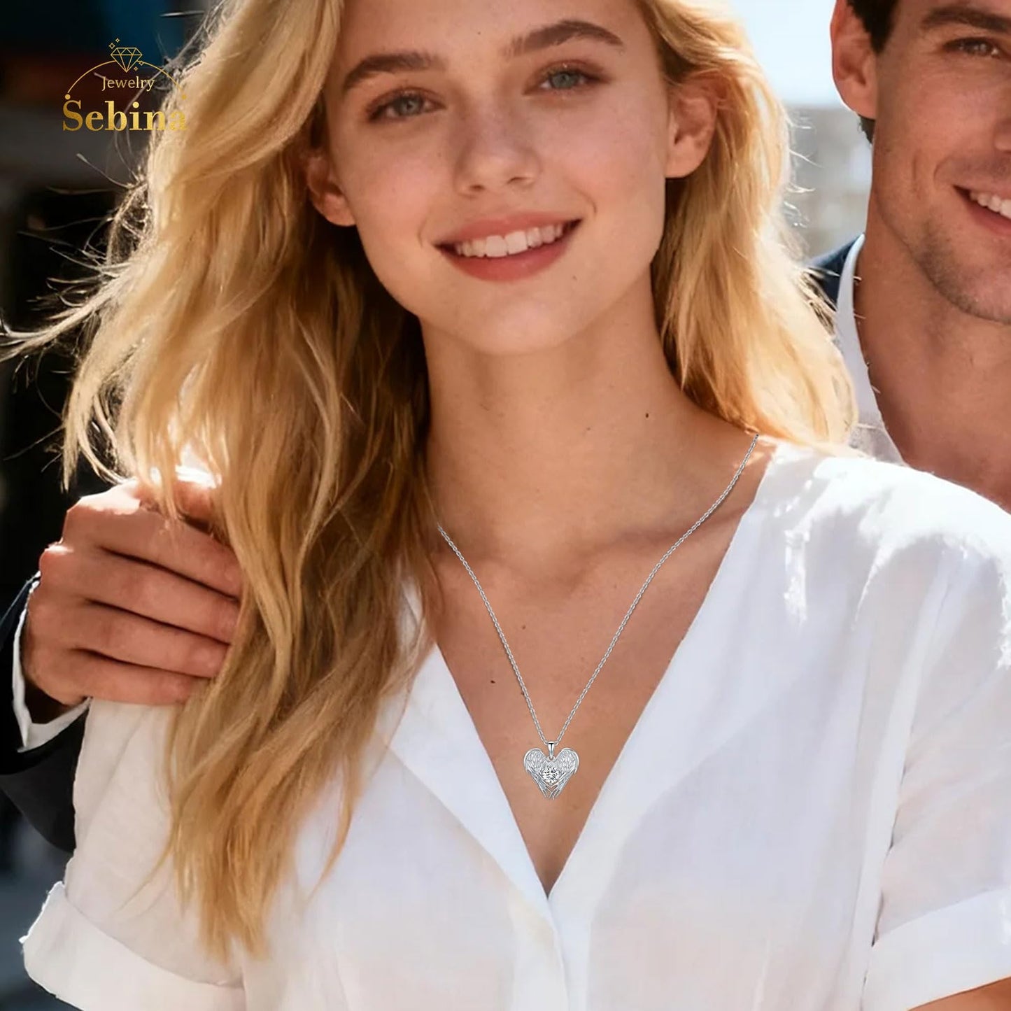 2 Carat Moissanite Necklace 925 Sterling Silver Jewelry Wings Pendant Necklace Best Gifts for Mom Women Girlfriend Grandma Friend Lover Her Wedding Birthday Anniversary Engagement Valentine's Day