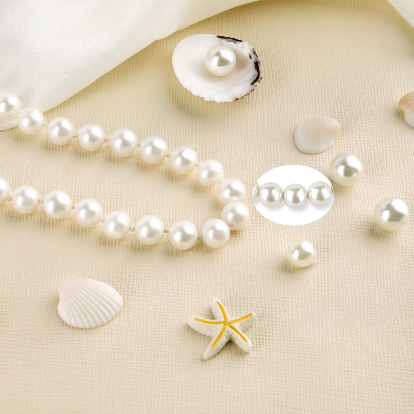 White Pearl Strand Necklace Women: 8mm/10mm Ivory Pearl Chain Wedding Jewelry with Dainty Silver Clasp for Bride Bridemaid - Trendy Accessory for Mother Graduate Elegant Lady (10mm)