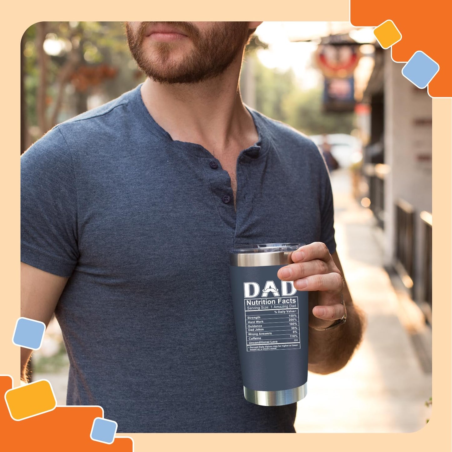 NewEleven Fathers Day Gift For Dad - Dad Birthday Gifts From Daughter, Son, Kids - Birthday Present Ideas For Father, New Papa, Bonus Father From Daughter, Son - 20 Oz Tumbler