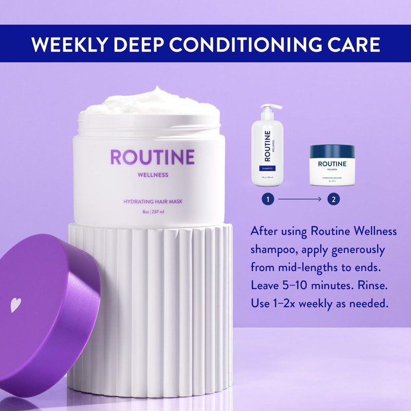 Routine Wellness Deep Conditioning Hair Mask - Bring Dry, Damaged Hair Back to Life – Hydrating Repair Treatment that Moisturizes, Strengthens & Adds Volume – Coconut & Vanilla 8oz