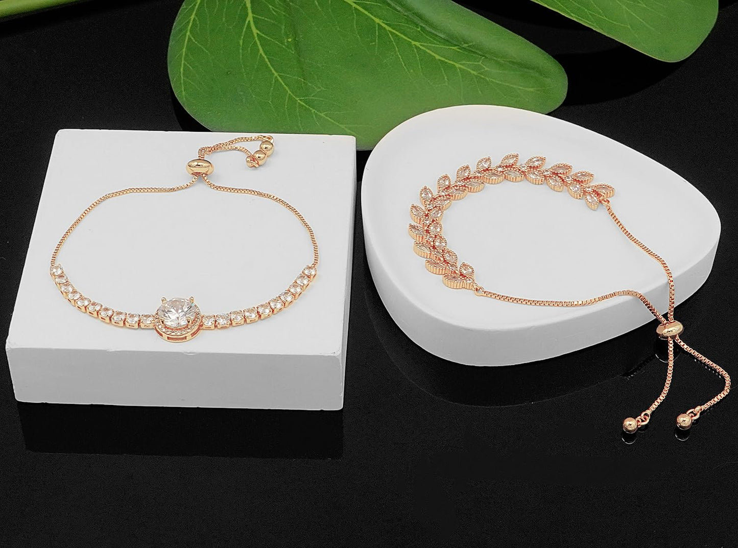 Wovanoo Tennis Bracelet for Women Cubic Zirconia Bracelets Adjustable Slider Bracelets Rose Gold