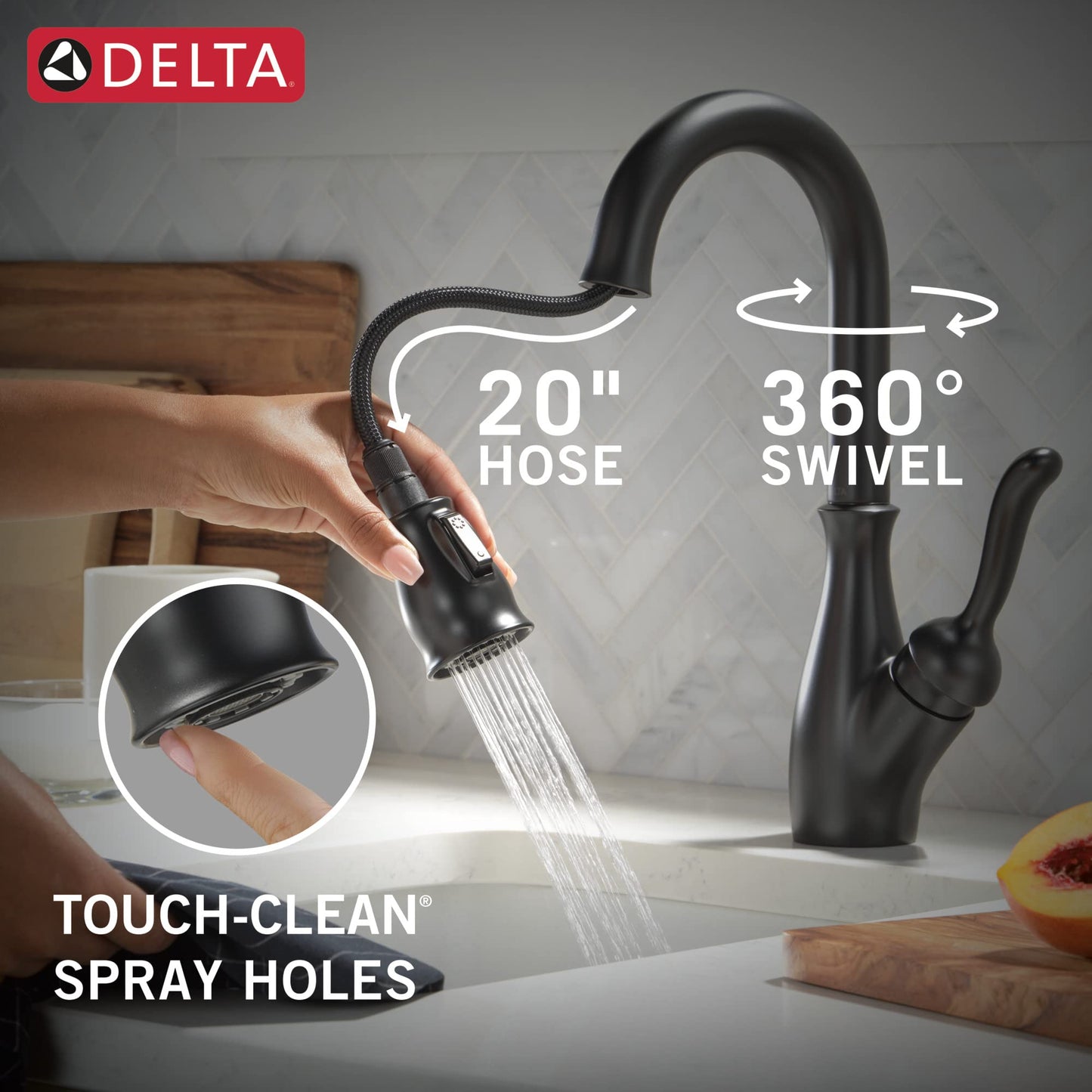 DELTA FAUCET 9678-BL-DST Leland Kitchen Faucet, Matte Black