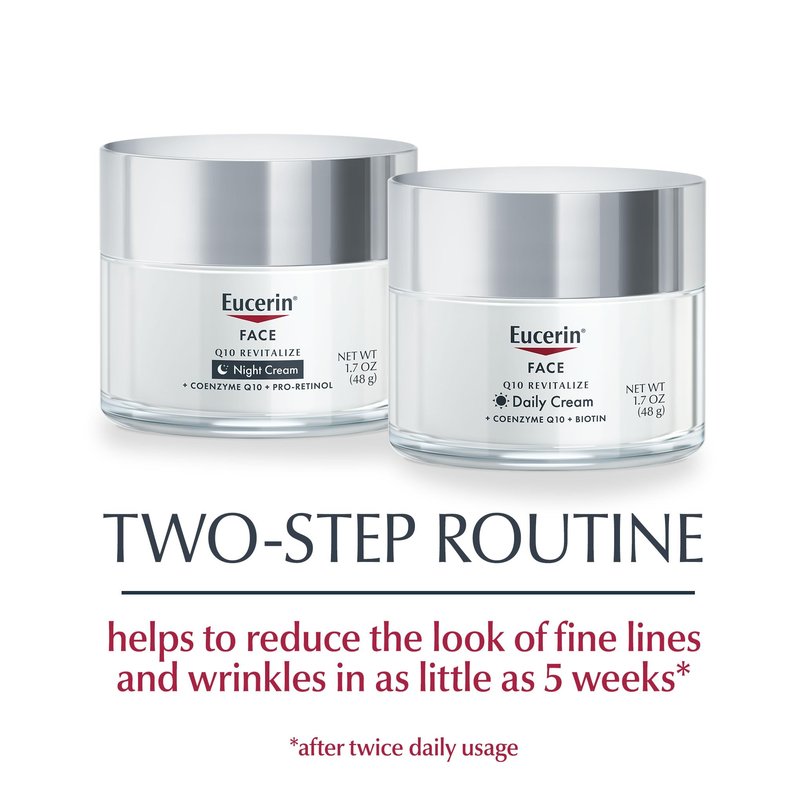 Eucerin Q10 Skin Care Set, Anti Wrinkle Daily Face Cream with Biotin (1.7 Oz) + Anti Wrinkle Night Cream with Pro-Retinol (1.7 Oz), Fragrance Free Face Moisturizer for All Skin Types