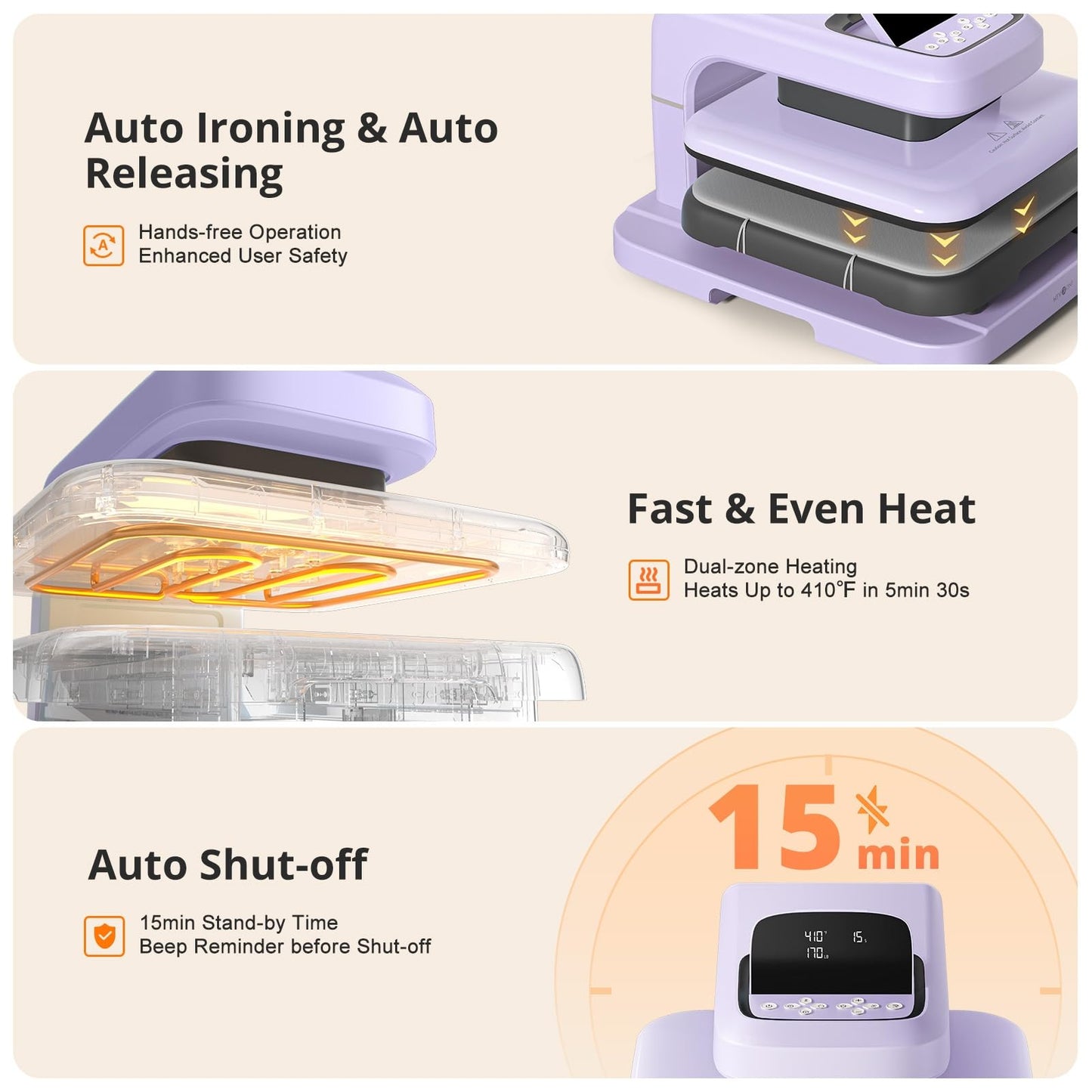 HTVRONT Automatic Heat Press 2 & White Iron on Vinyl - 12” x 50ft