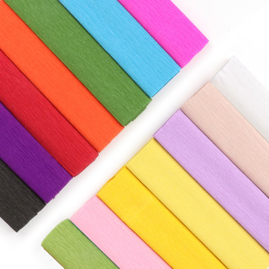 14 Colors Crepe Paper Rolls, 9.8 x 98 Inch Wide Crepe Paper Sheets with 100 Pcs Green Floral Iron Wire, Floral Band, Double-Sided Tape, and Scissors for Birthday Parties Weddings Festival Decoration