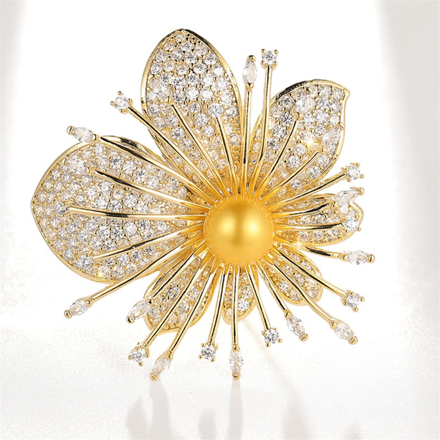 AILONMEI Elegant Pearl Flower Designer Brooch Pins Broches Costume Jewelry For Women Fashion Christmas Gift (Flower)
