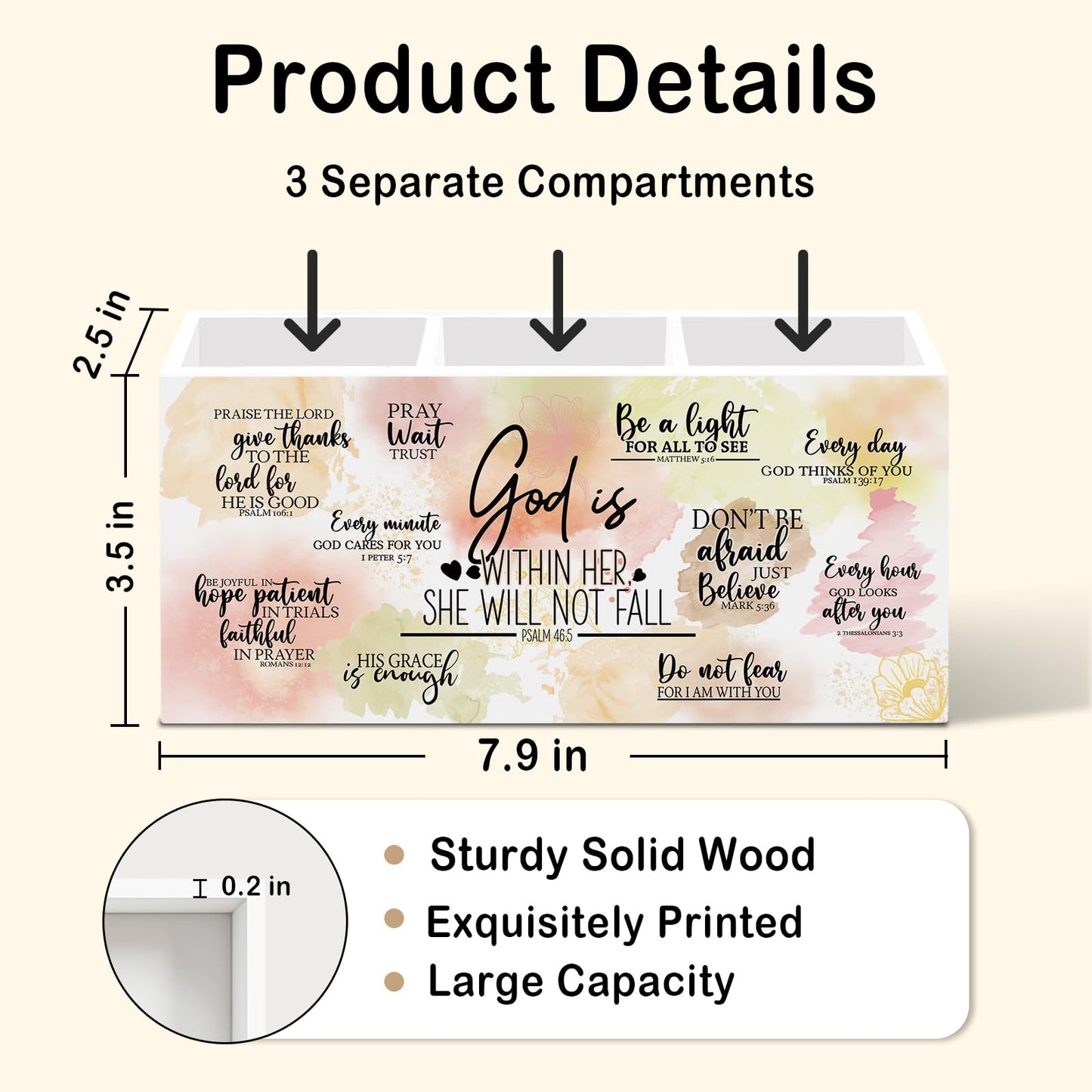 nvucamd Religious Bible Gifts Pen Holder for Desk Women, Christian Religious Office Desk Accessories, Christian Inspirational Pencil Holders Organizer for Classroom,God Is Within Her She Will Not Fall