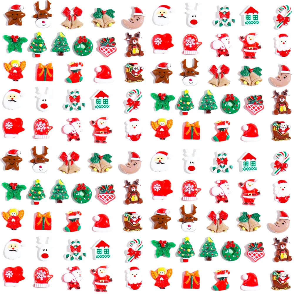 200pcs Christmas Resin Charms for Crafts, Christmas Slime Flatback Charms，Ornament Scrapbooking DIY Crafts, Miniature Ornaments for Christmas Embellishments, Craft Supplies Mini Christmas Decorations