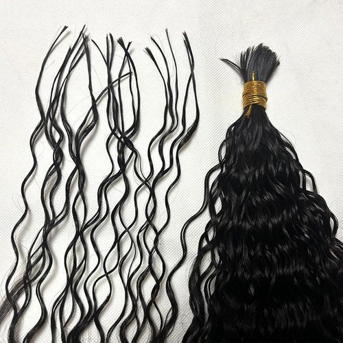 Pre-Divided Bulk Human Hair Wave Wave Braiding Hair for Boho Braids Double Drawn Curly Human Hair Bulk Extensions 16inch 200g for Black Women