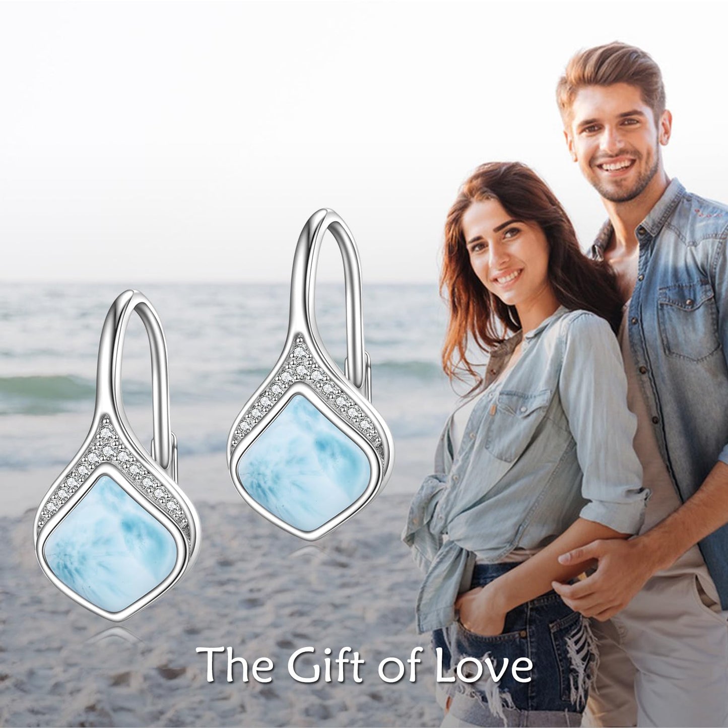 Larimar Jewelry Drop Earrings Sterling Silver Larimar Teardrop Earrings Natural Gemstone Dangle Earrings Jewelry Christmas Gifts For Women