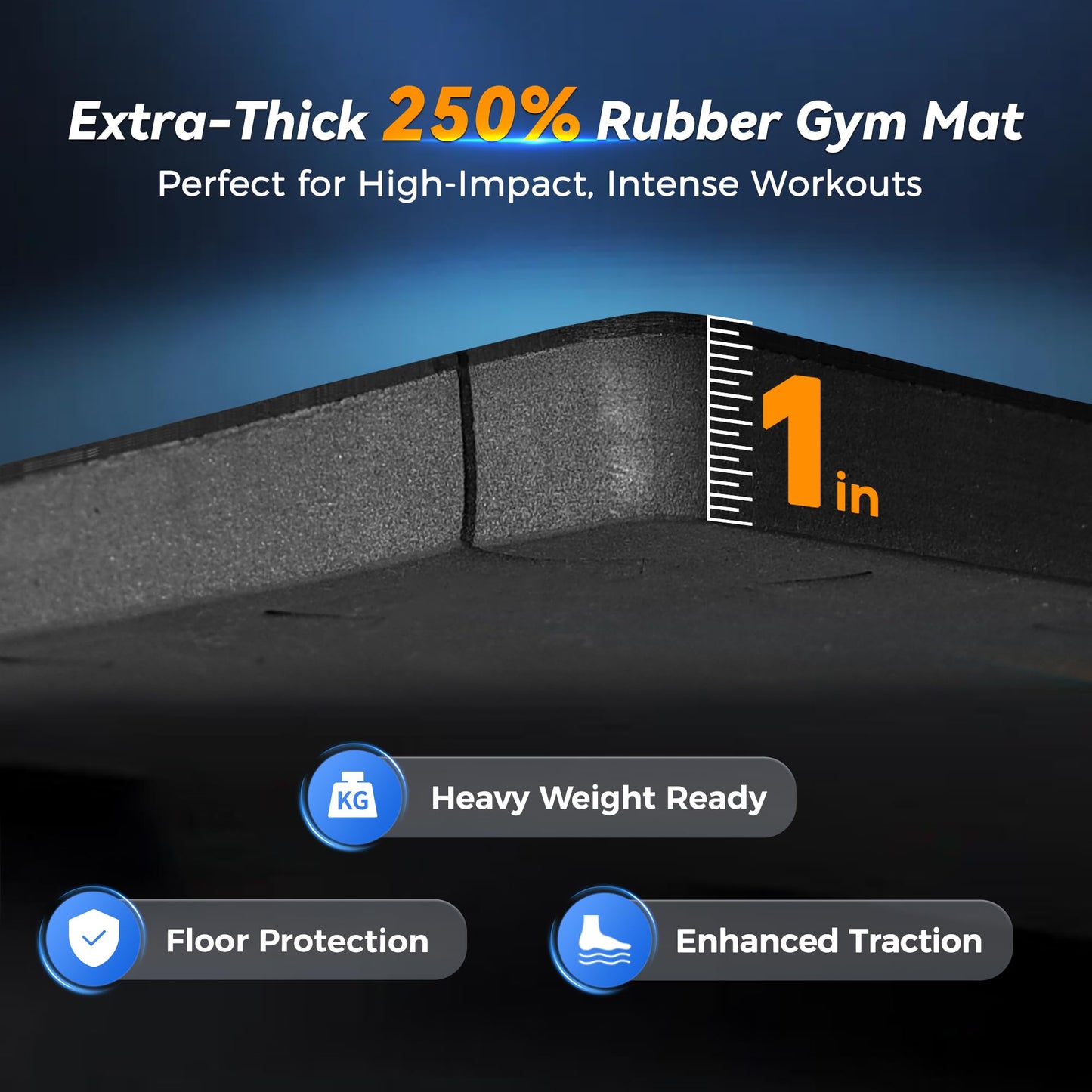 SUPERJARE 1" Extra-Thick Rubber Top Exercise Mat, Puzzle Gym Flooring for Home Gym, Gym Mat for Workout Equipment, Interlocking Floor Tiles with EVA Foam, 36 Pcs 144 Sq Ft, Black