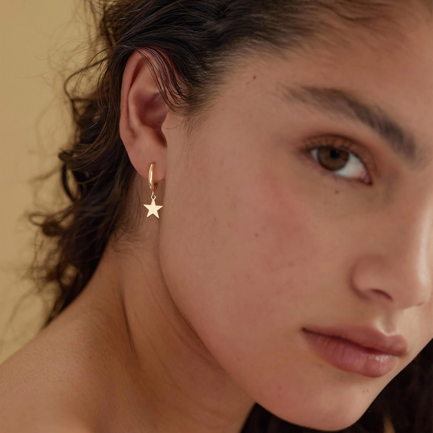 Gold Dangle Drop Hoop Earrings for Women Men Gold Plated Dainty Earrings Hypoallergenic Star Cross Huggie Hoops Jewelry for Everyday Wear