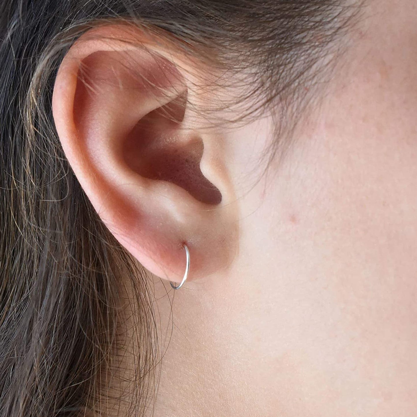 EPIRPRA Silver Hoop Earrings- Cartilage Earring Small Hoop Earrings for Women Men,4 Pairs of Hypoallergenic 925 Sterling Silver Tragus Earrings(Silver,8mmx2+10mmx2)