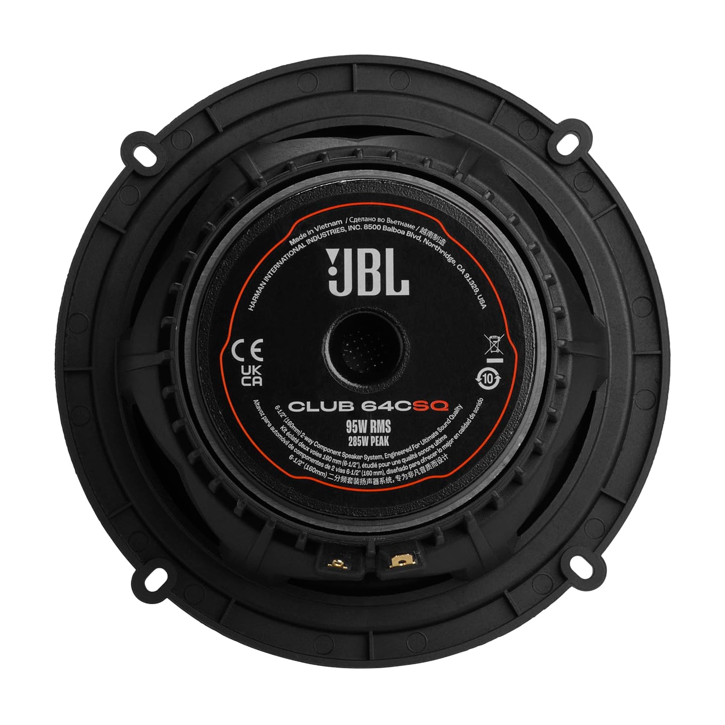 JBL Club 64CSQ - 6-1/2” Component Premium Speakers, 95W RMS, 285W Peak, Sensitivity (@ 2.83V): 93dB, Frequency Response: 48Hz – 21kHz, Nominal Impedance: 3.0 ohms