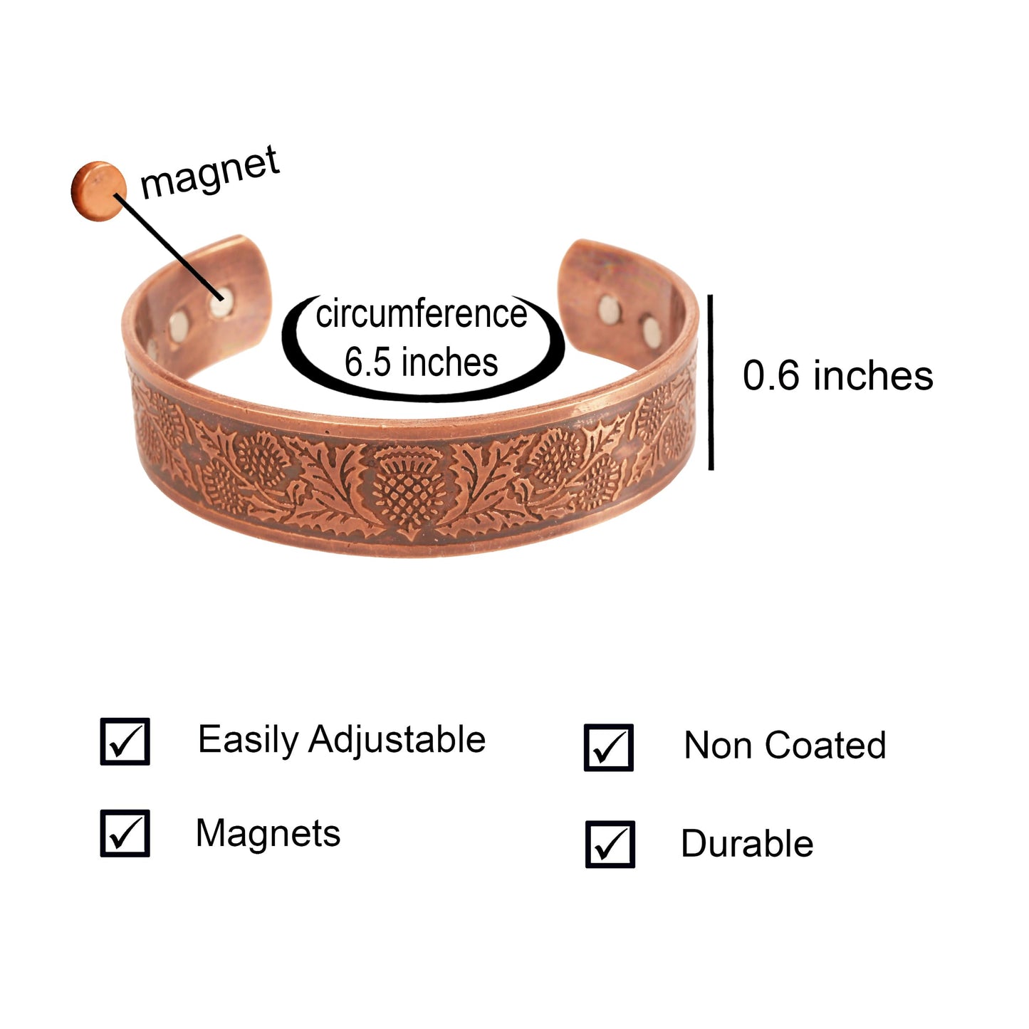 Touchstone handcrafted magnetic copper bracelet. Hand forged with solid and high gauge Tibetan style engraved cuff pure copper jewelry for women men. Pretty Celtic Design