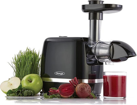 Omega H3000D Cold Press Juicer Machine, Vegetable and Fruit Juice Extractor, Triple-Stage Slow Masticating Juicer, 150 W, Black