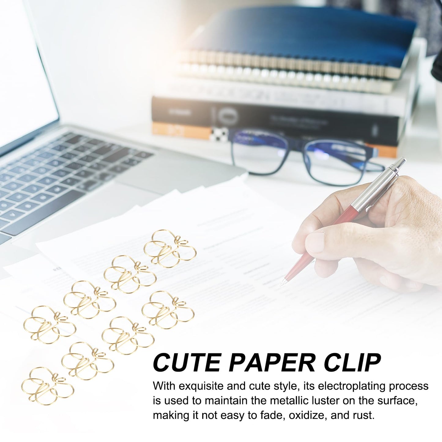 PATIKIL Cute Paper Clip, 60Pcs Butterfly Shape Paper Clip Metal Funny Bookmarks Planner Clips Clamp for Home Office Supplies Desk File Organization Wedding Decoration, Gold