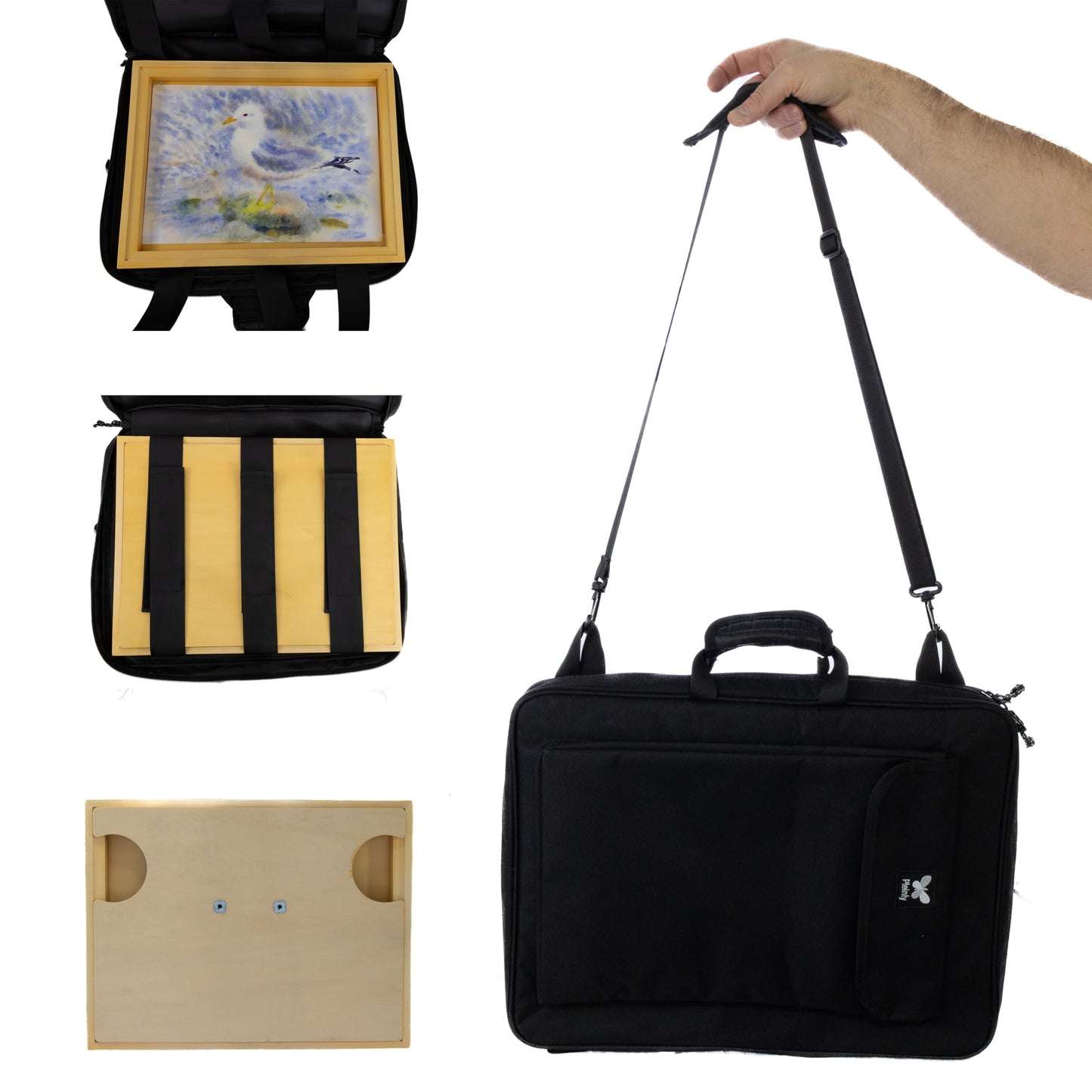 PLEINLY Wet Panel Carrier – 16×12” Wooden Frame with Carry Bag for Watercolor, Oil & Acrylic Paintings – Fits Sketchbooks, Loose Paper, Blocks, Panels & Canvases – Portable Plein Air Painting System