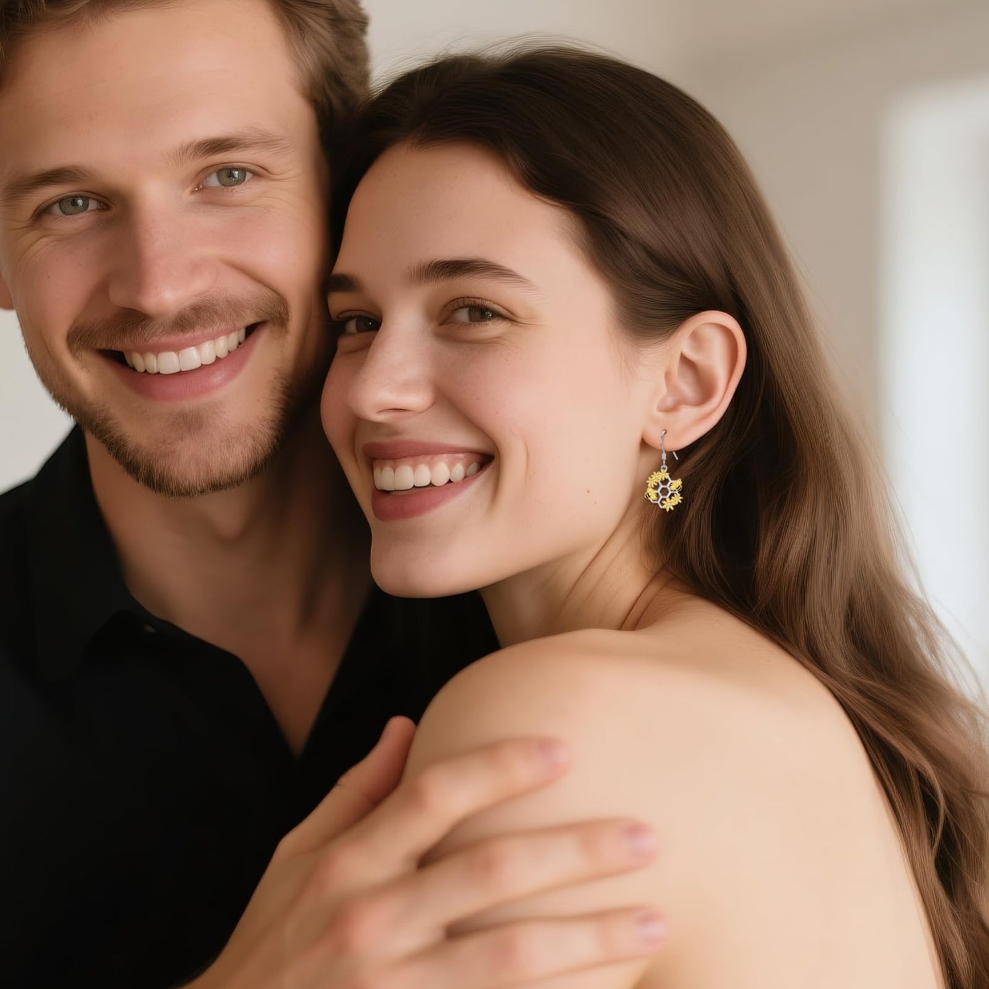 YONFQE Bee Earrings S925 Sterling Silver Honeycomb Honeybee Dangling Hanging Pendant Earrings Cute Jewelry Gifts for Women