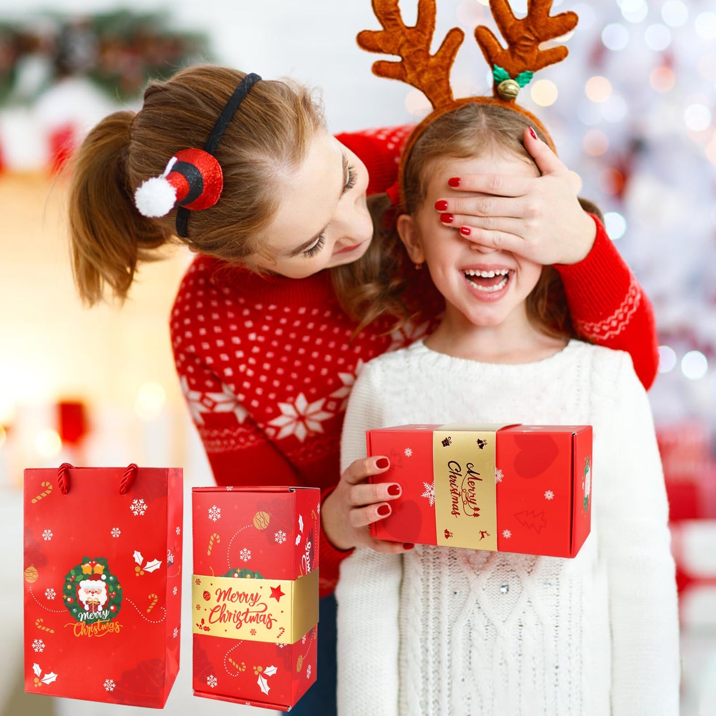 CSMGY Surprise Box Gift for Money, Christmas Surprise Gift Box Explosion, Folding Bouncing Gift Box for Christmas Birthday Anniversary, 12 Bounces Boxes (Red)