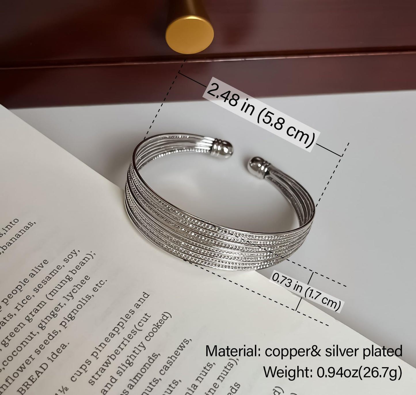 Shiny Wide Cuff Bracelets for Women 925 Sterling Silver Open Adjustable Bangles Handmade Multi-line Stack Bracelet Minimalist Silver Cuff Bracelet Teen Girls Fashion Women Jewelry gift for Lover wife