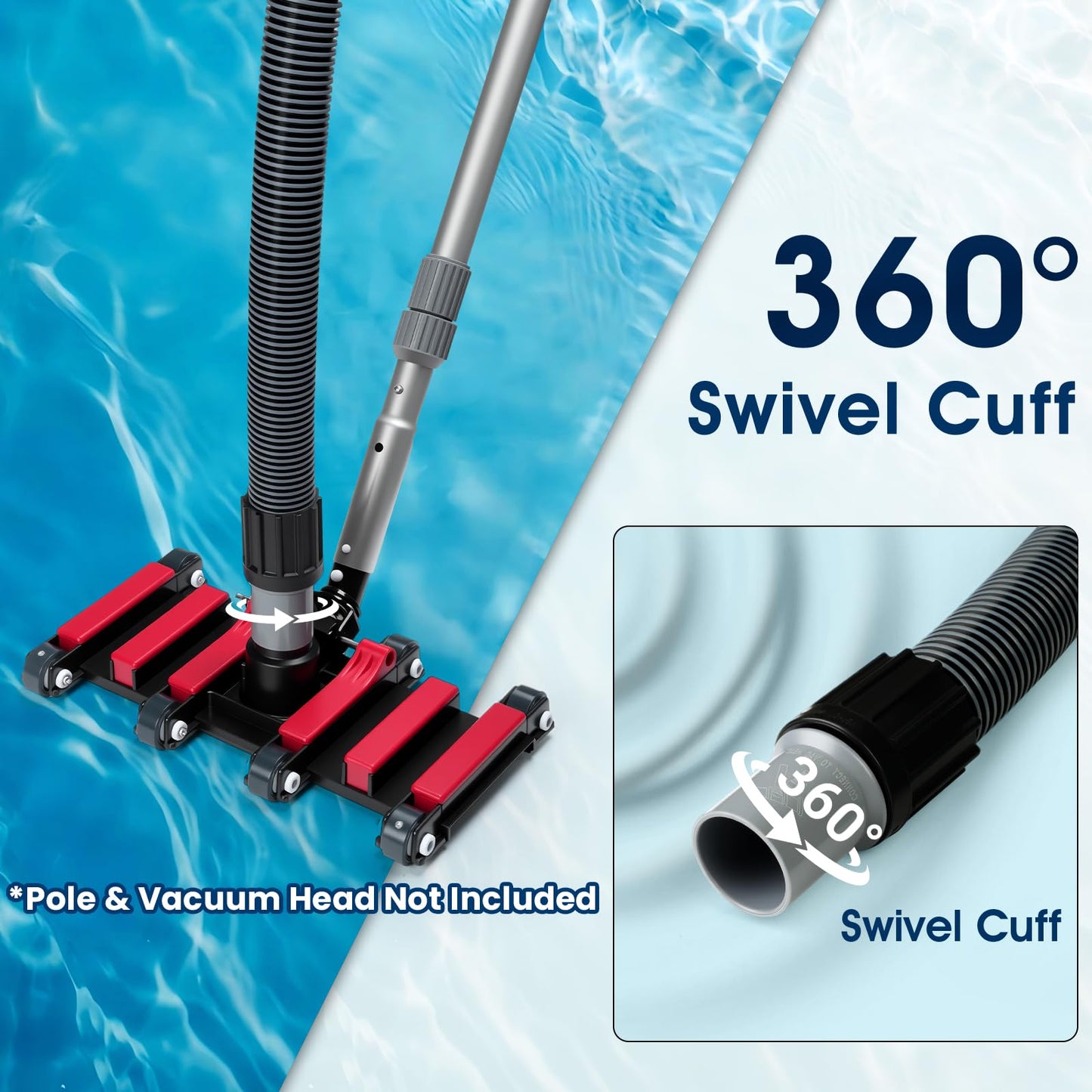 Sepetrel Manual Pool Vacuum Hose 1-1/2" x 40 ft, Kink-Free Swivel Cuff Heavy Duty Spiral Wound Pool Cleaner Hose for Inground & Above Ground Pools, Skimmer,Not for Automatic Cleaners