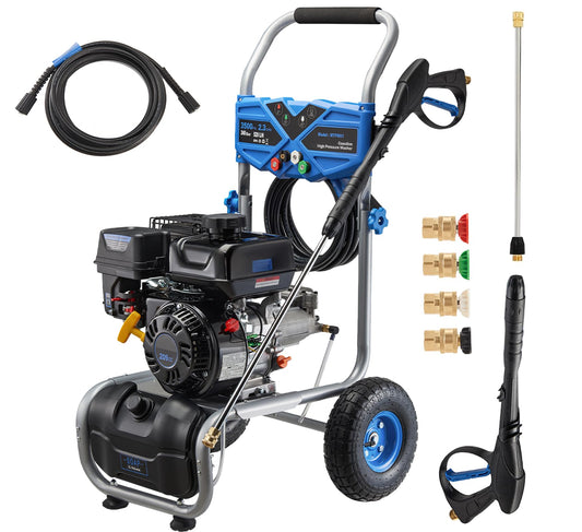 AACULPET Gas Pressure Washer 3500PSI, 209CC 2.3GPM Gas Power Washers with 25FT Hose, 4 Quick-Connect Nozzles, Soap Tank, Axial Pump, Commercial High Pressure Washers Gas Powered for Car Driveway Wall