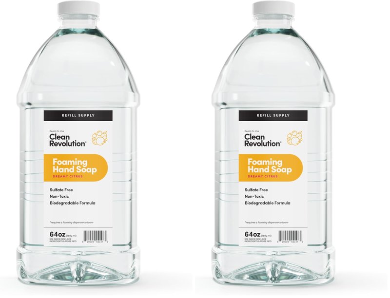 Clean Revolution Foaming Hand Soap Refill Supply Container, Ready to Use Formula, Dreamy Citrus Fragrance, 64 Fl Oz (Pack of 2)