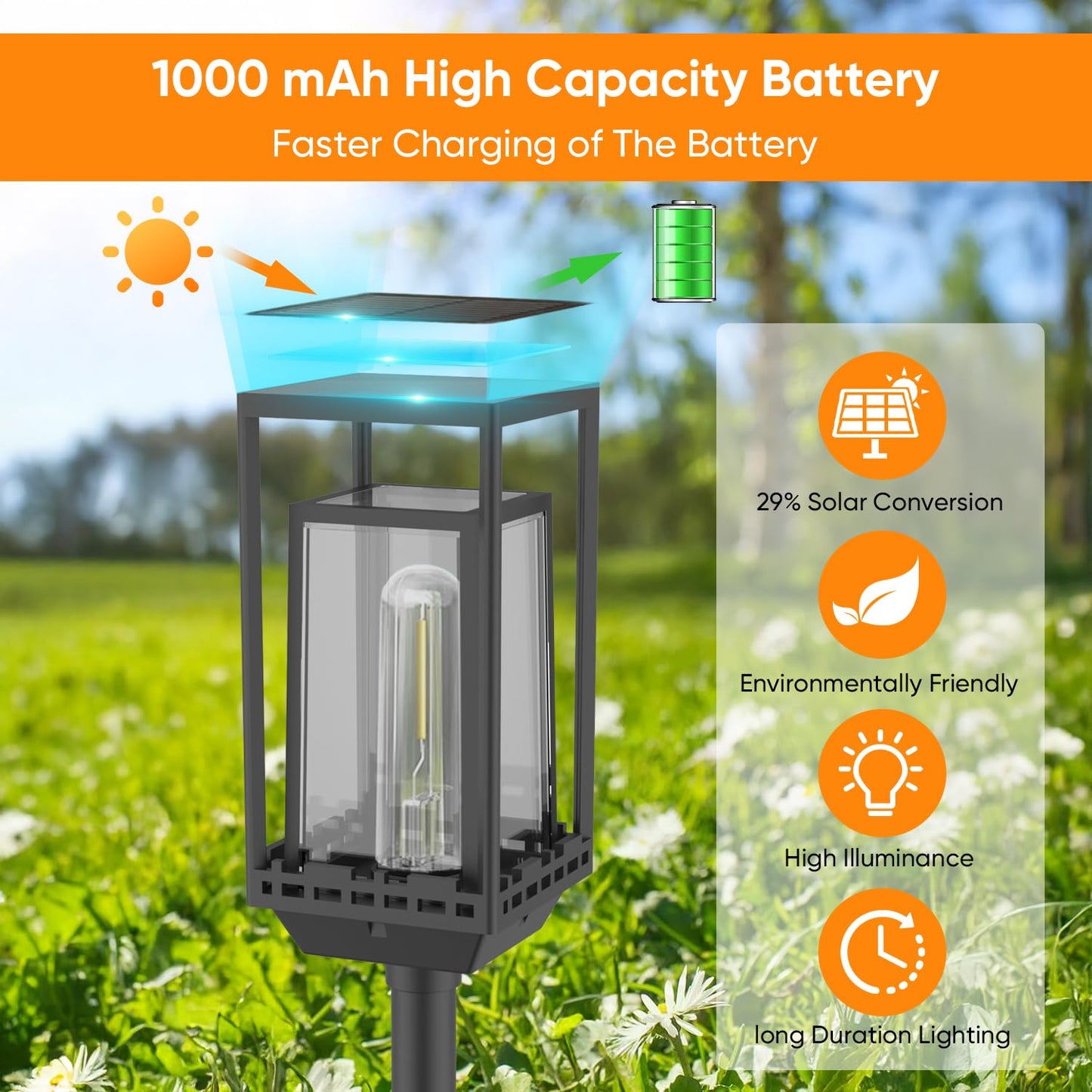 Yorezcop 4 Pack Solar Pathway Lights Outdoor,IP65 Waterproof - Bright Outdoor Solar Lights for Yard,Auto On/Off Pathway Lights Solar Powered,Solar Path Lights for Walkway Driveway Garden