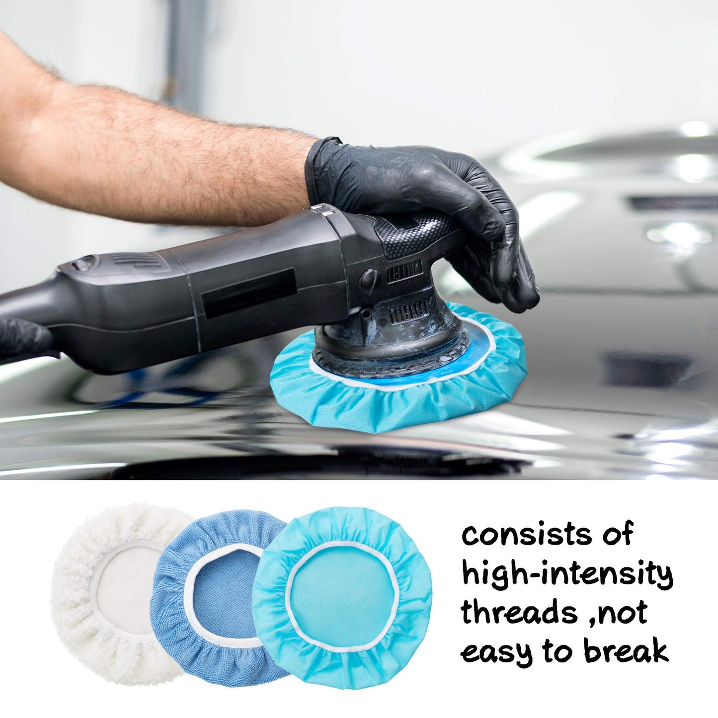 Mudder 20 Pieces 9 to 10 Inches Buffer Pads Car Polisher Bonnet Orbital Buffer Bonnets Microfiber Polishing Pad Cover