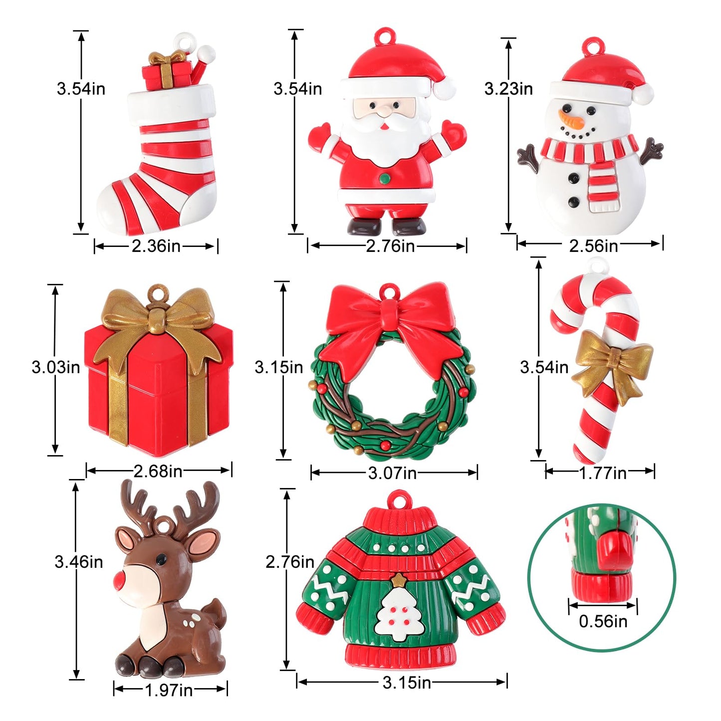 8PCS Christmas Ornaments, Santa Xmas Tree Hanging Ornaments, Snowman Christmas Tree Decorations, Farmhouse Reindeer for Christmas Tree Hanging Party Home DIY Decor