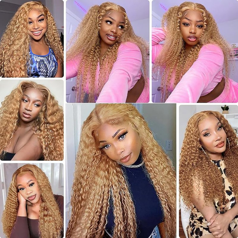 Deep Wave Human Hair Bundles Blonde 26 Inch Deep Single Bundle #27 Honey Blonde Human Hair Unprocessed Native Virgin Hair 100g Total Double Weft Crochet Human Hair Extensions for Women