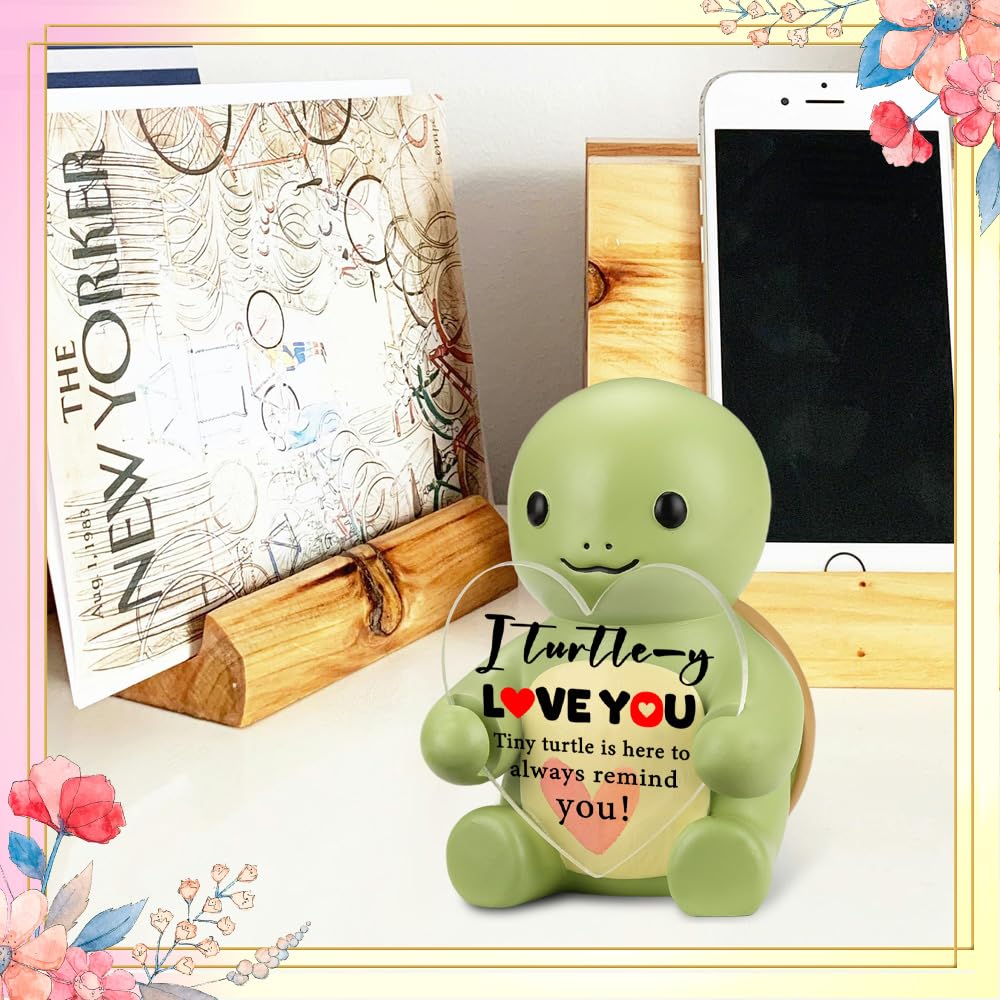 FOUGSTA Inspirational Office Decor, Cute Turtle Heart Gift for Kid, Teen, Positive Desk Decor Gifts for Women, Men, Cute Heart Turtle Decor for Home Office, XXS5