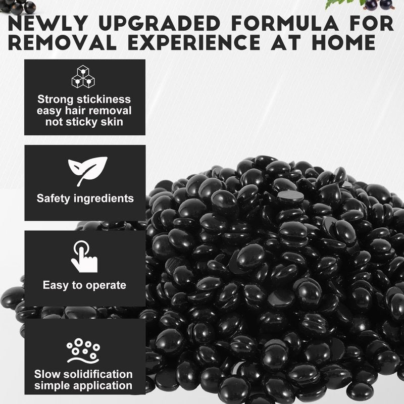 2.5lb Hard Wax Beads, Scented Stripless Wax Bead for Sensitive Skin, Professional Brazilian Waxing Bead, Bikini, Body, Face, Legs, Back, Chest, Coarse Hair Removal, At-Home Salon, 20 Wooden Sticks