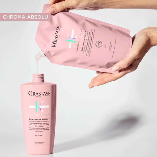 Kerastase Chroma Absolute Chroma Respect Shampoo For Sensitized or Damaged Color-Treated Hair - Protects and Hydrates Fine To Medium Hair with Glycerin and Hyaluronic Acid, 16.9 Fl Oz