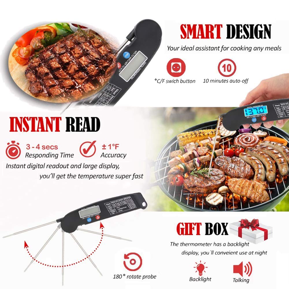 ZIYANZH Kitchen Thermometer Meat Digital Cooking Food Probe Folding