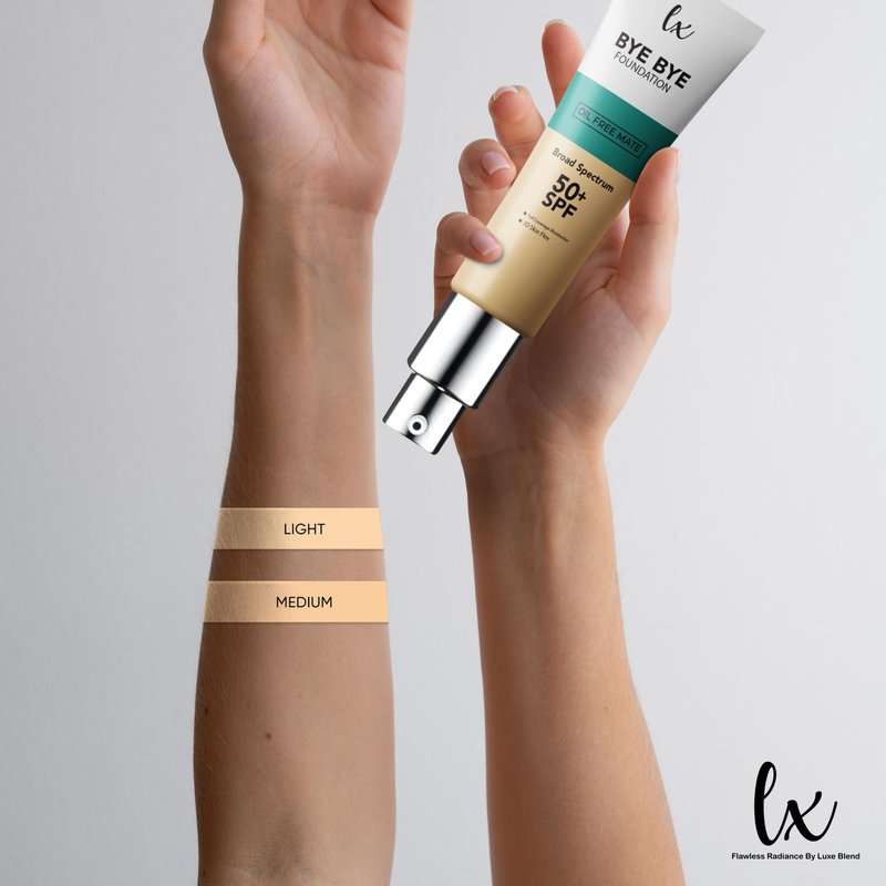 Lx Blend Bye Bye Foundation Oil Free Matte Coverage Moisturizer With SPF 50 (MEDIUM) 1 FL OZ