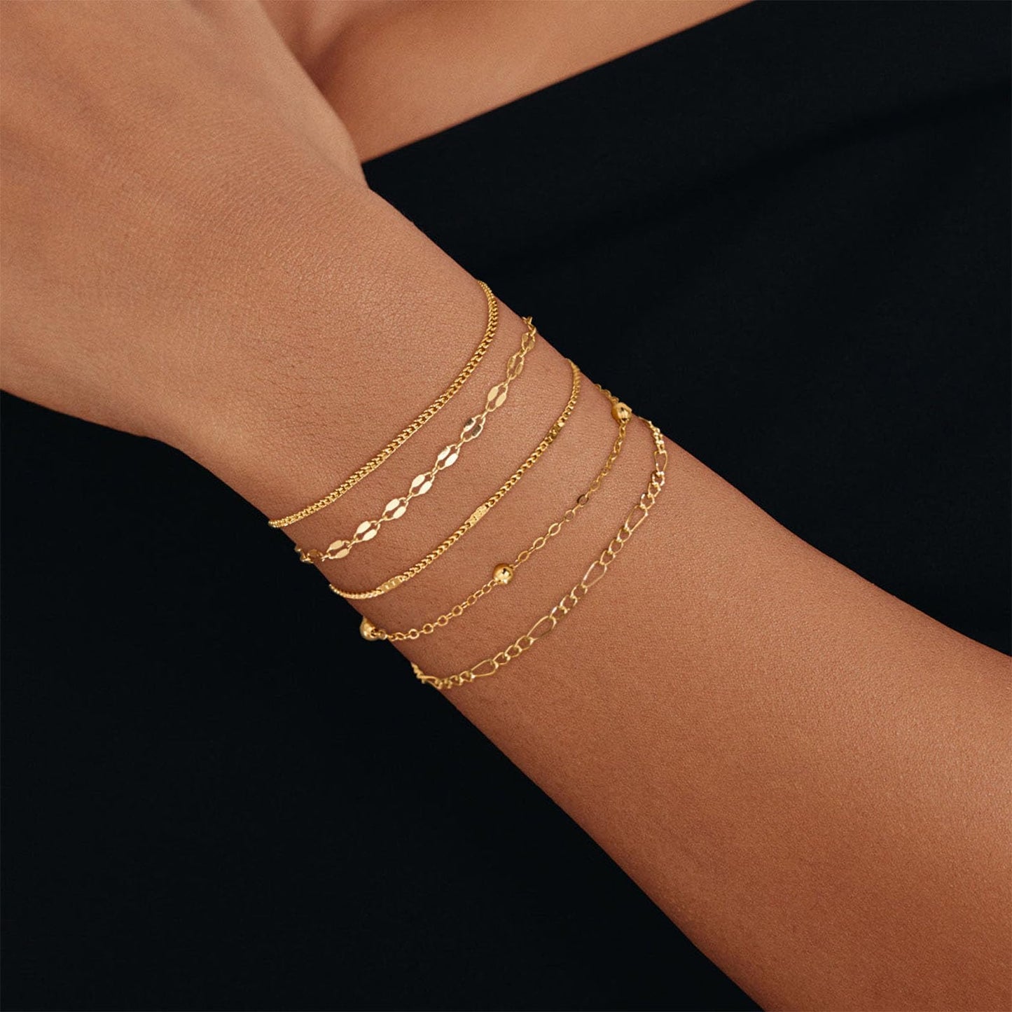 Gold Bracelets for Women, Dainty 14K Gold Plated Bracelet Stack for Women Trendy CZ Tennis Paperclip Cuban Chain Stackable Adjustable Waterproof Link Bracelet Jewelry Set Fashion Accessories Gifts