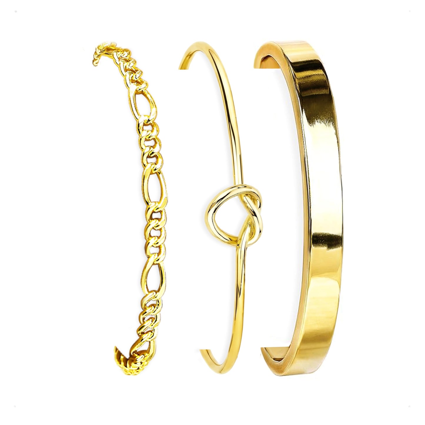 HERIER Gold Bangle Bracelets Stack for Women Trendy 14K Gold Plated Figaro Chain Bracelets Set Jewelry for Women Non Tarnish