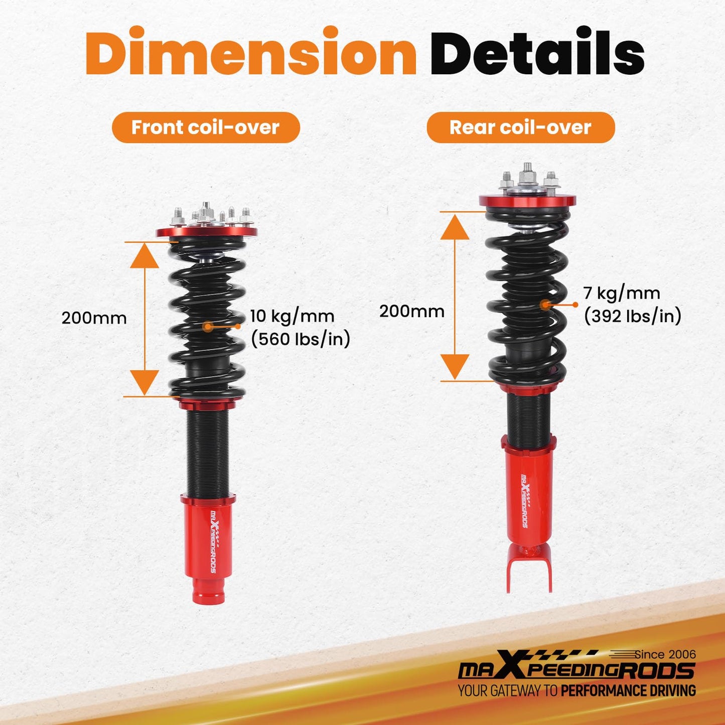 maXpeedingrods Coilovers for Honda Acoord 2008-2012, for Acura TSX 2009-2014, Height Adjustable Coilovers Suspension Kit, Preset Damping Shock Absorber Lowering Kit Red