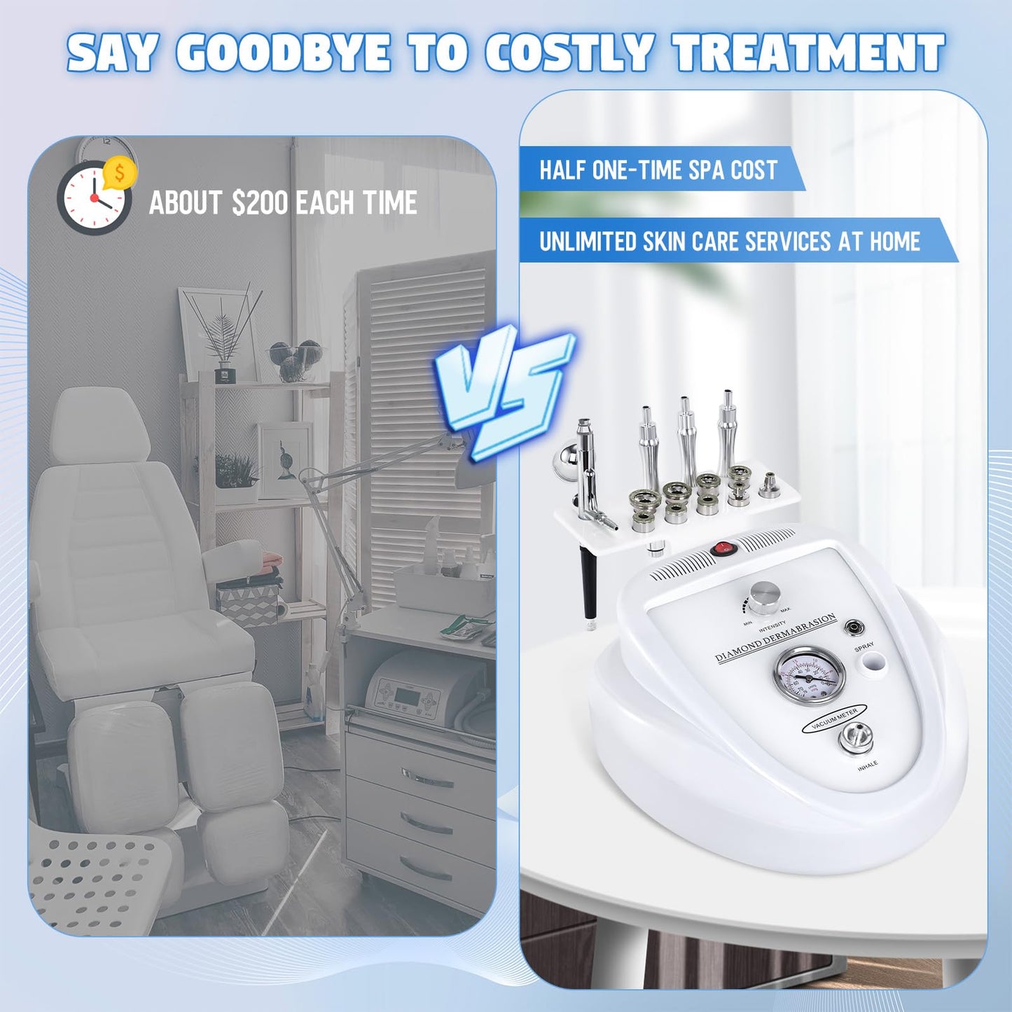 Upgraded 2 IN1 Diamond Microdermabrasion Machine, Beauty Star Professional Diamond Dermabrasion Facial Devices System at Home, Face Pore Cleansing Tool(65-68cmHg Vcuum Suction)