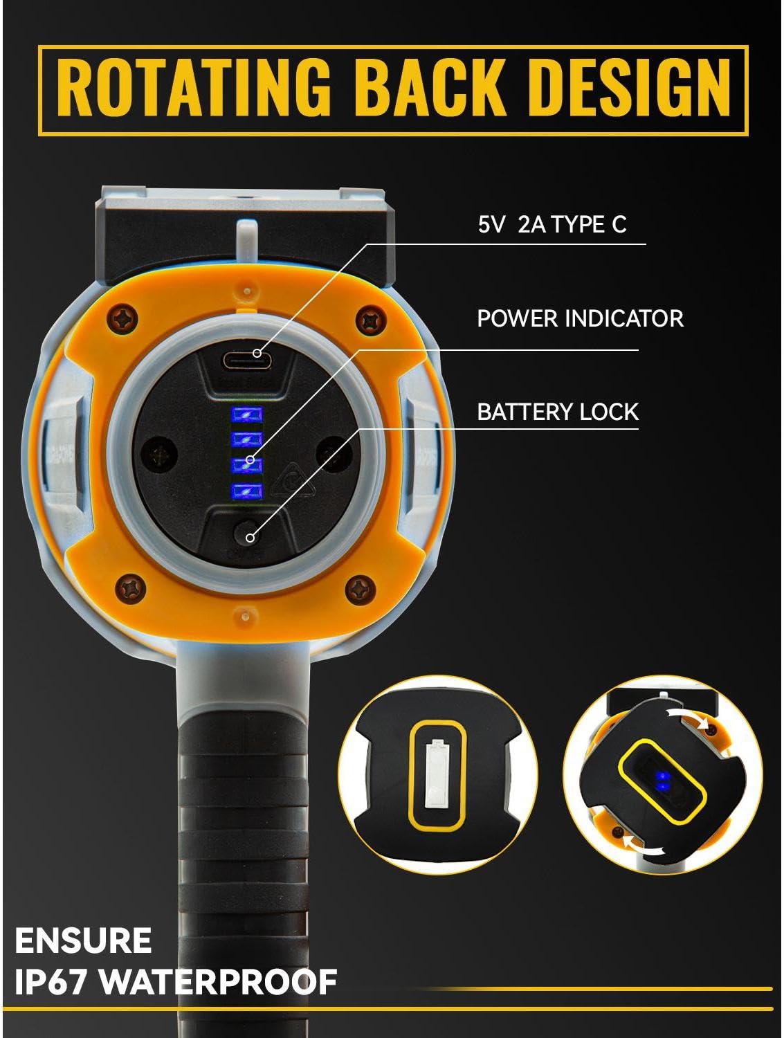 Durapower Rechargeable Spotlight with High Lumen, IP67 Waterproof Spotlight Flashlight, Long Lasting Portable Handheld Spot Light for Marine Boat Hunting