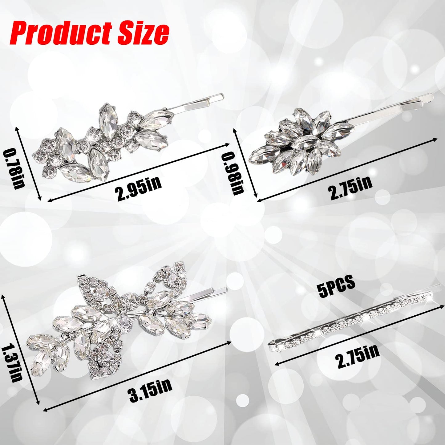 8 Pieces Rhinestone Bridal Hair Clip, Leaf Wedding Hair Pins Crystal Hair Clips, Rhinestone Jewelry Barrette Elegant Hair Accessories for Brides Bridesmaids Flower Girls…