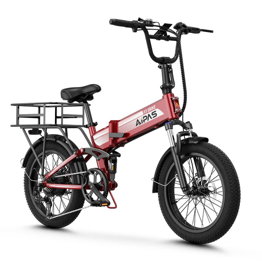 Aipas F3 Electric Bike for Adults with 1500W Motor Peak,48V12.8Ah Removable Battery Max 62 Miles 28MPH,20" x 3.0 Fat Tire Folding Electric Bike with 7-Speed and Full Suspension with Rear Basket