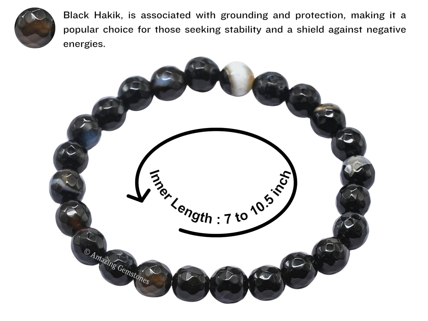 Amazing Gemstone Black Hakik Bracelet for Women - Chakra Mens Bracelet Protection Crystals and Healing Stones - Faceted Beaded Blessing Bracelet Spiritual Meditation Gift Christmas Stocking Stuffers