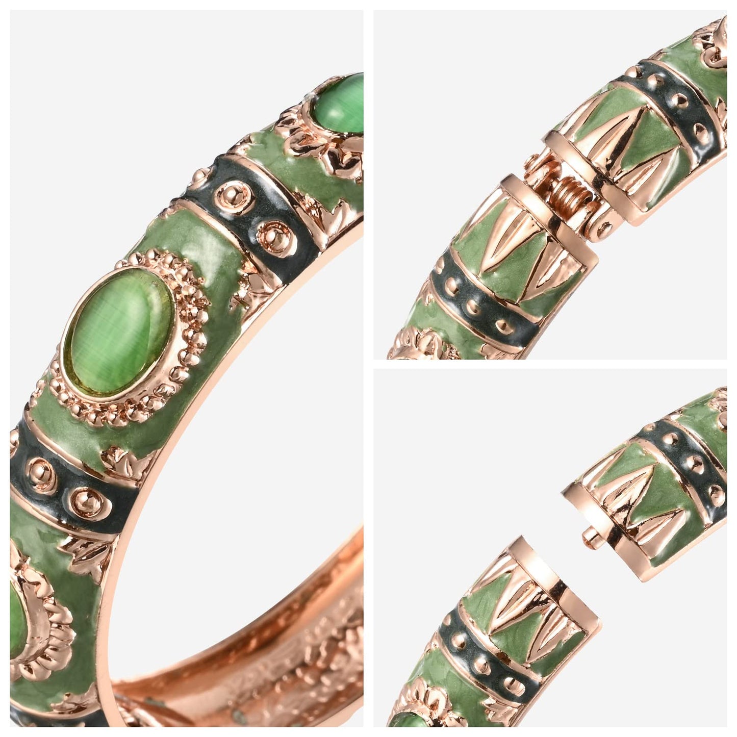 UJOY Enamel Bracelets Pack of 5 Colorful Cloisonne Rose Gold Flower Engraved Bangles for Women Jewelry Gift Pack in a Box 5PCS 7735