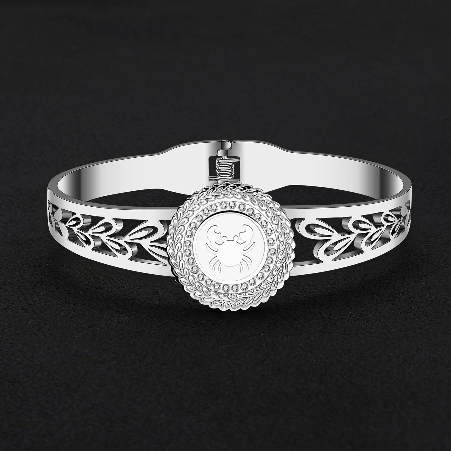 YAYAKO Stainless Steel Constellation Bracelets Bangle Zodiac Gifts for Women Birthday Gifts (Cancer)