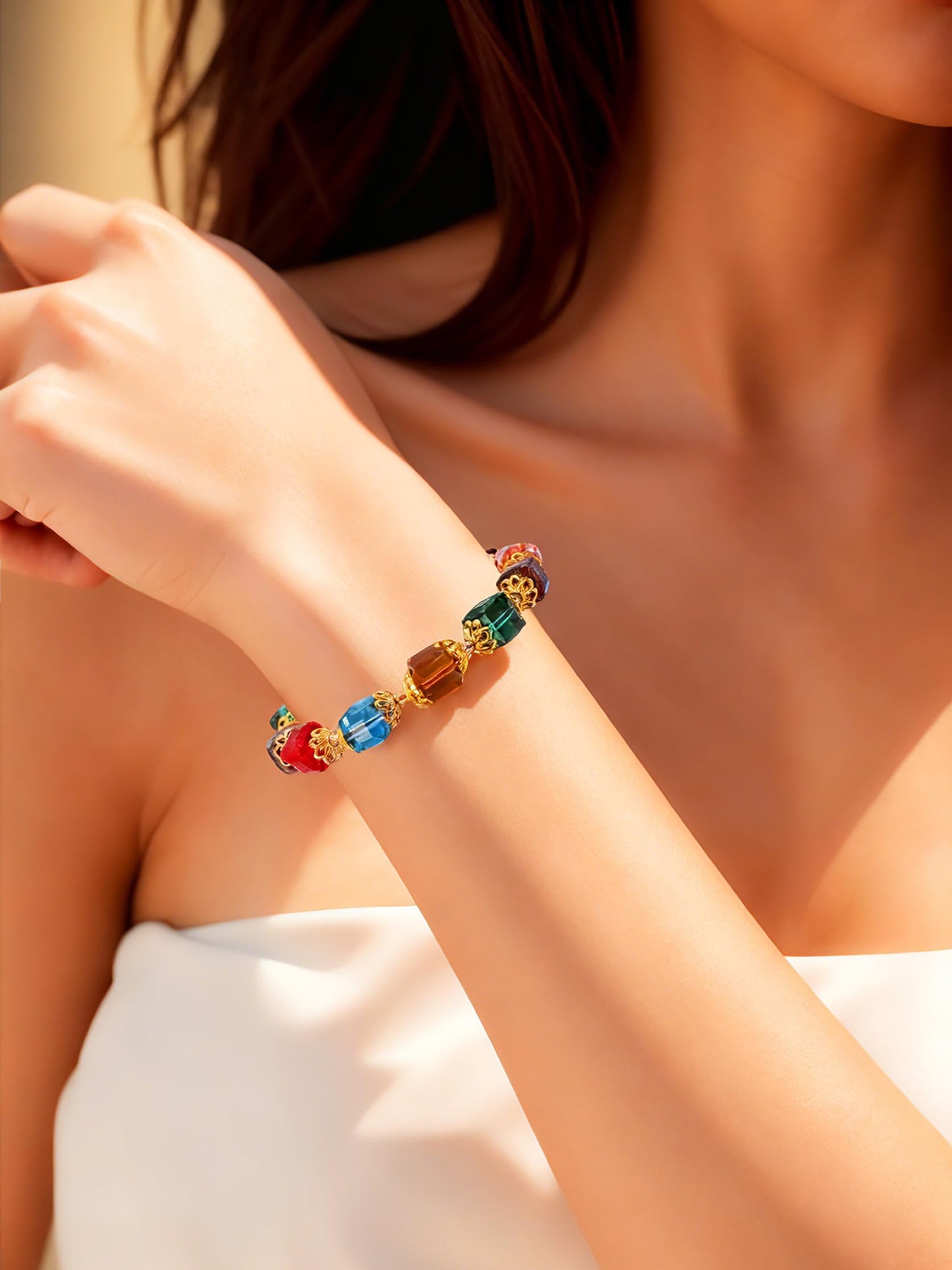 HANGINTHERE Seven Chakra Crystal Bracelet for Women, 10 mm Beaded Healing Stone Spiritual Gift for Mom Wife Best Friend, Birthday Anniversary Christmas (10mm Seven Chakra Crystal Bracelet for Women)