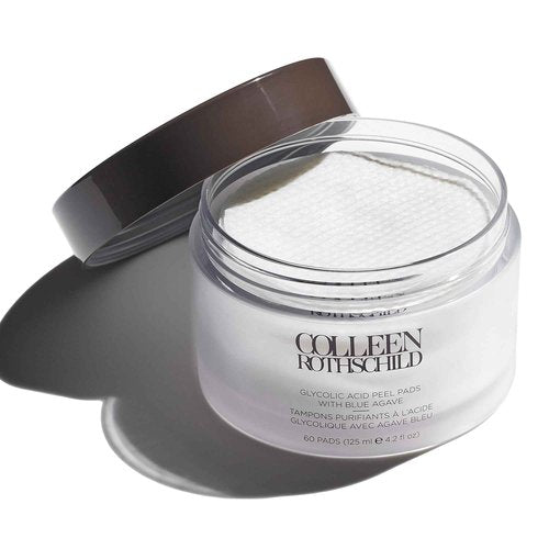 COLLEEN ROTHSCHILD Glycolic Acid Peel Pads with Blue Agave | Gentle Spa-Strength Treatment | Resurface, Brighten, Smooth & Exfoliate Skin | 60 Pads (4.2 fl oz)